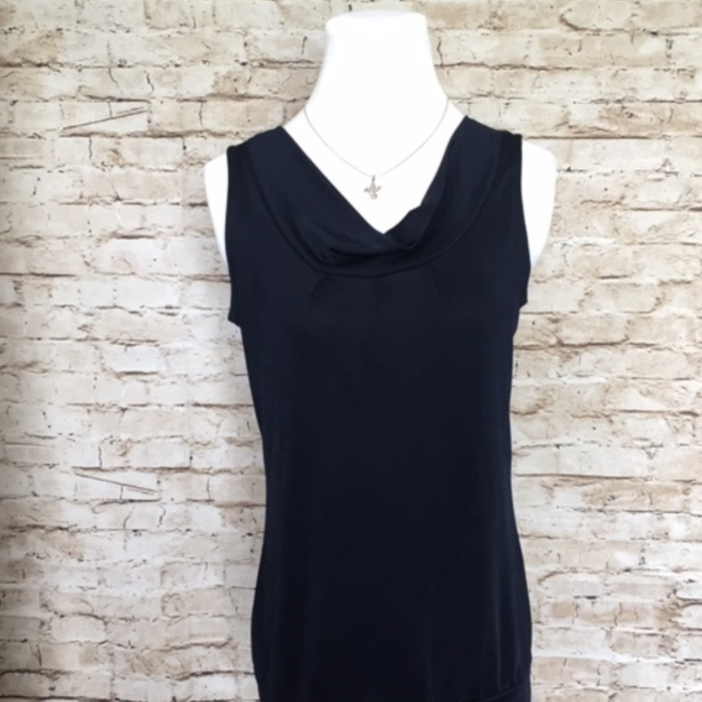 2/$10 Navy sleeveless blouse w/slight cowl neck